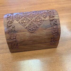 Vintage Hand Carved Hump Back Wooden Box